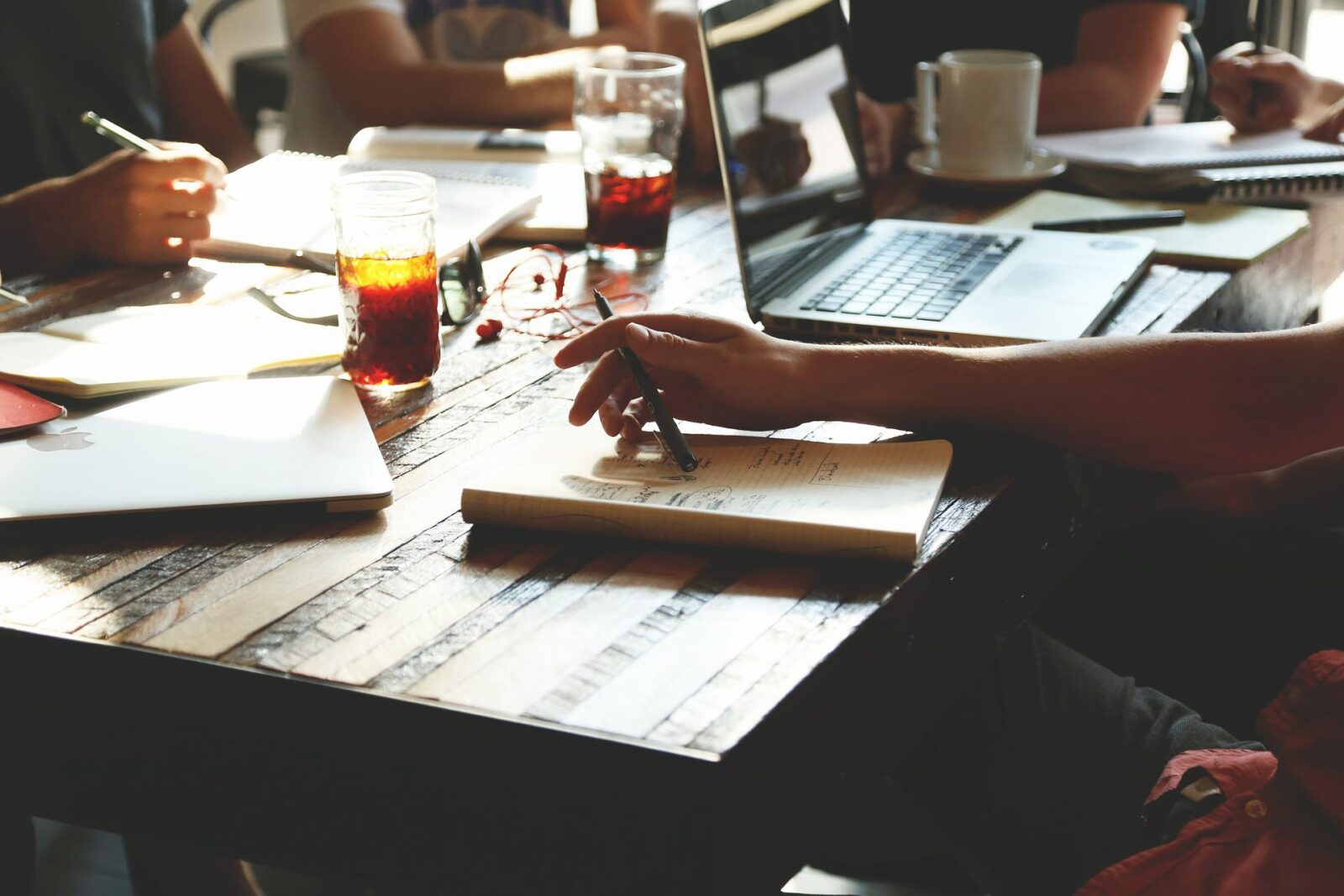 People working at a desk together